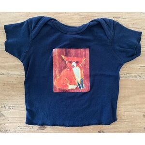 Navy Blue Kids Shirt with Fox Graphic 18 M